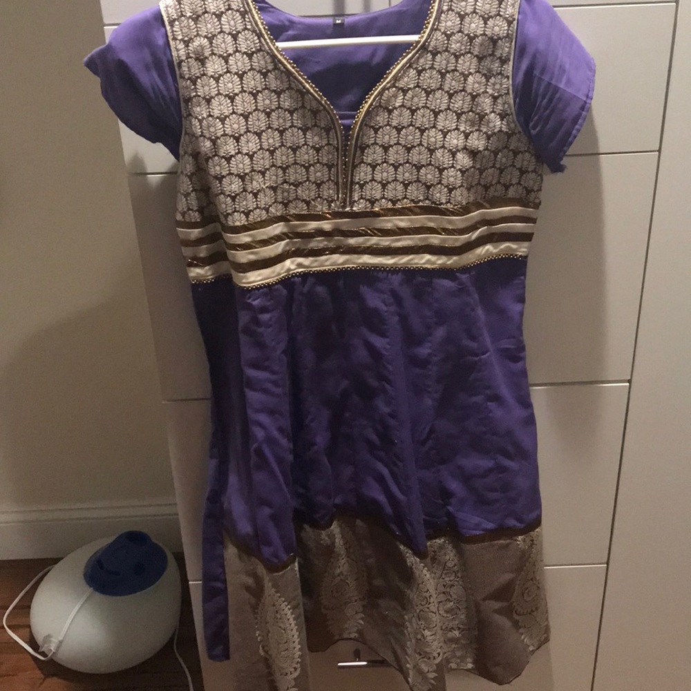 Purple white and gold salwar top